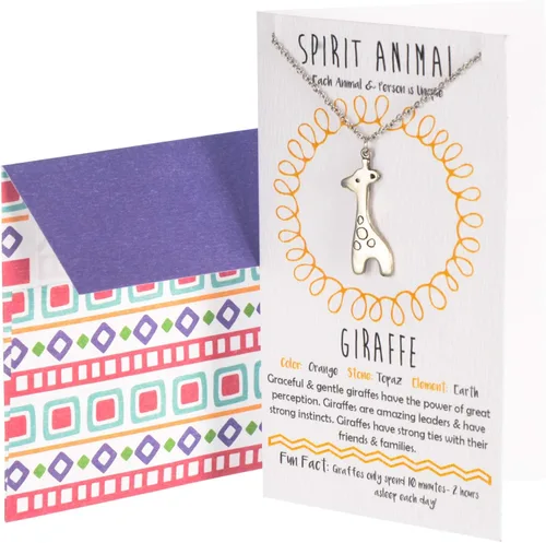 Miniatura 3 de Shag Wear - Collar con dije de espíritu animal de peltre para mujer, con sobre de regalo, gris, Jirafa