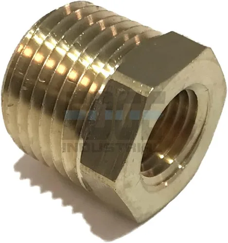 Buje hexagonal reductor de latón 1/2" macho NPT X 1/4" hembra NPT combustible/aire/agua/aceite/gas WOG (cantidad 01)