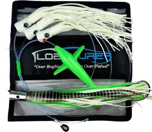 Miniatura 9 de Lobo Lures #221 Atún Magic Skipjack híbrido UV 12" acero inoxidable Jet Head Pesca Daisy Chain Bluefin Atún Señuelo Verde/Dorado