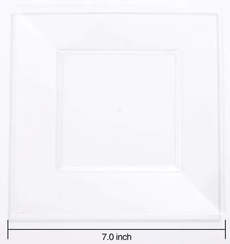 Miniatura 2 de WDF 60 platos de plástico transparente, platos cuadrados desechables para postre/ensalada, plato de plástico de 7 pulgadas para aperitivos de boda