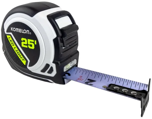 Komelon Cinta métrica de luz LED, blanco/negro, 25 pies - 25 LED