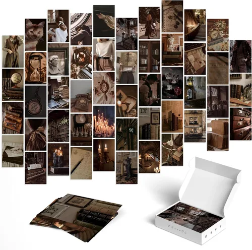Y2K BOO Kit de Collage de Pared Dark Academia - 50 Fotos Clásicas y Misteriosas de 4"x6" para Decoración de Dormitorio, Regalo para Chicas