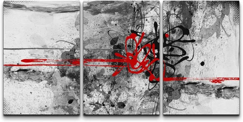 Miniatura 85 de wall26 Lienzo enmarcado para pared, juego de arte con trazos de pintura roja y naranja vibrante, paisaje, formas abstractas, ilustraciones, arte