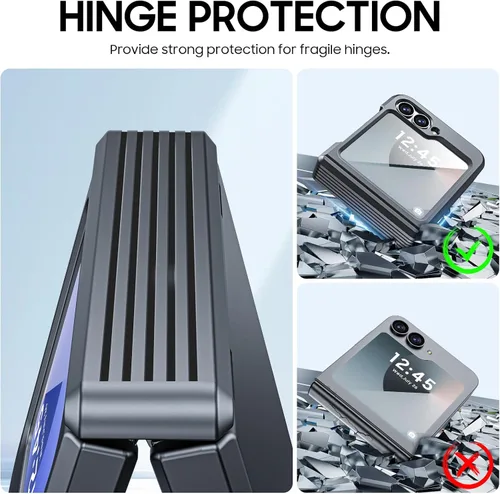 Miniatura 2 de CENMASO - Funda para Galaxy Z Flip 6/Z Flip 7 FE con protección de bisagra y protector de pantalla integrado, funda ultrafina de cuerpo completo a