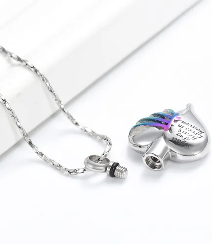 Miniatura 42 de Imrsanl Collar con dije de urna de cremación en forma de corazón para cenizas humanas – Un pedazo de mi corazón vive en el cielo