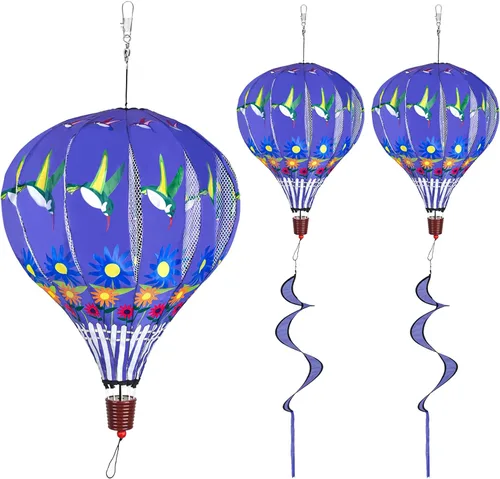 Miniatura 8 de Girasol gigante globo aerostático para jardín, molinetes grandes, molinillos de viento Whirligigs juguetes para niños, decoración de patio, Amarillo