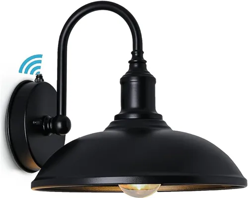 Lámpara de pared para exteriores del atardecer al amanecer, luz negra para porche, impermeable, resistente al óxido. Luz exterior de granero para el