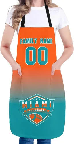 Miniatura 29 de Delantal personalizado con nombres y números personalizados, regalo para mamá y esposa, fanáticos, mujeres, cocina de cocina