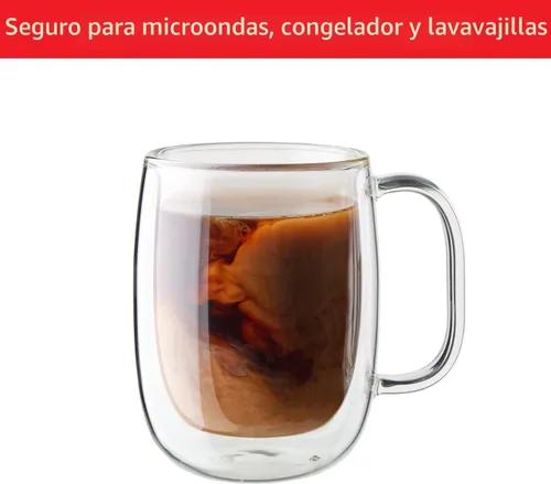 Miniatura 4 de ZWILLING Sorrento Plus - Juego de 2 tazas de café de vidrio de doble pared, 12 onzas, 12.0 fl oz, transparente