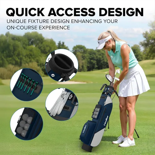 Miniatura 6 de Bolsa de golf ultraligera Premium Par 3 con doble correa, 6 bolsillos con cremallera para campos ejecutivos y par 3