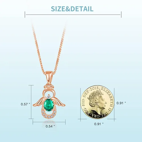 Miniatura 2 de SKA Women Angel Pendant Necklace with Birthstone Zirconia,Women Jewelry Anniversary Birthday Gift for Wife Mom Girls Couple, Daily Wear Necklaces