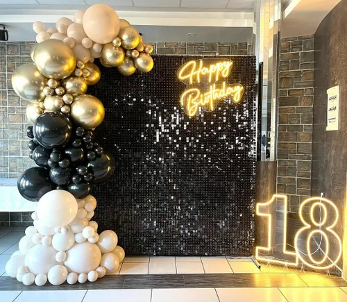 Miniatura 6 de Fondo negro brillante para pared, 3 x 4 pies, fondo de fotos de graduación con purpurina para fiestas, aniversarios, discotecas, cumpleaños