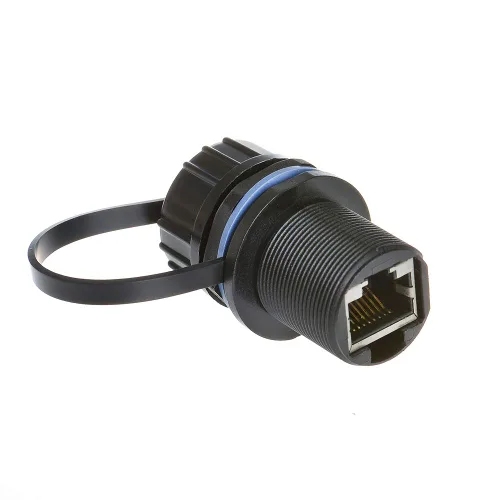 Miniatura 4 de 5 unids Panel de montaje blindado RJ45 impermeable Cat5/5e/6 8P8C conector Ethernet LAN Cable adaptador de doble cabeza con impermeable/tapa