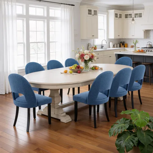 Miniatura 8 de Juego de 2 sillas de comedor de madera, modernas sillas de comedor tapizadas para cocina con tela de lino y respaldo abierto, patas de madera