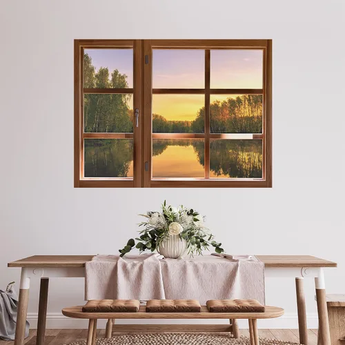 Miniatura 34 de SIGNWIN Adhesivo de pared removible/mural de pared para ventana, vegetación exuberante y árboles iluminados por el sol, fotografía, realismo
