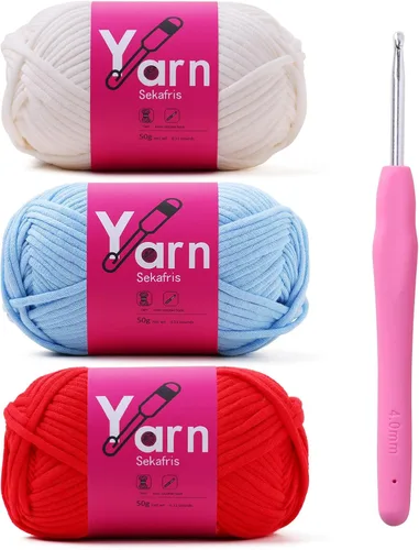 Miniatura 35 de Hilo de Crochet con Hilo de Algodón para Crochet – Hilos de Crochet Tejido para Principiantes con Puntadas Fáciles de Ver – Hilo para Crochet