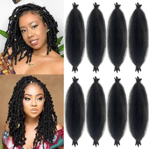 Miniatura 21 de Cabello Spring Twist Pre-Esponjado Color 4 Cabello Afro de Giros Elásticos 8 Paquetes Cabello Marrón Marley Twist para Trenzado para Locs de Marrón