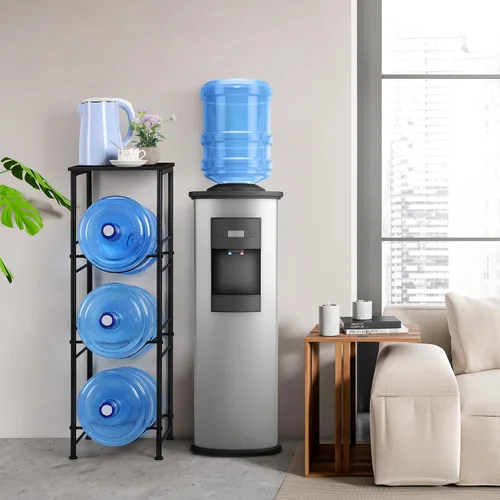 Miniatura 6 de OYEAL Soporte para Jarra de Agua de 5 Galones Organizador de Botellas de Agua con Estante, Estante de Almacenamiento de Botellas de Agua de Servicio