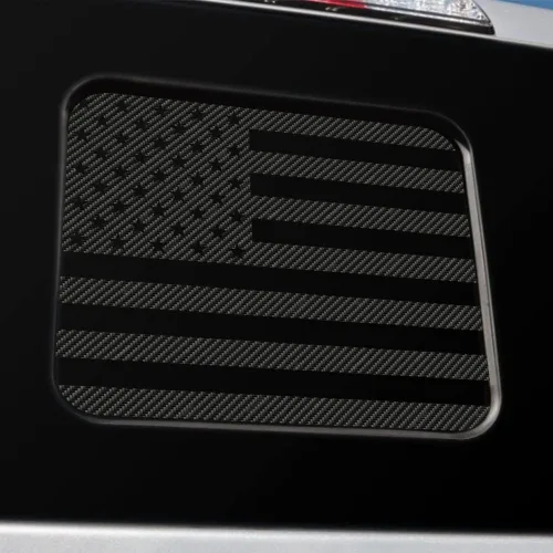 Adhesivo de bandera estadounidense para ventana trasera media, fácil de instalar, compatible con Ford Ranger 2018-2022 (fibra de carbono negra)