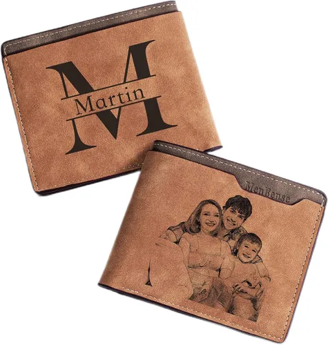 Easycosy Cartera con fotos personalizada para hombres, regalo personalizado con imagen grabada y nombre para novio, marido, papá, padrinos de boda,