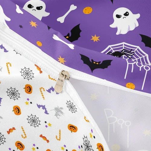Miniatura 4 de Juego de ropa de cama de Halloween, funda de edredón gótica de murciélagos negros con telarañas, funda de edredón individual, diseño de arañas