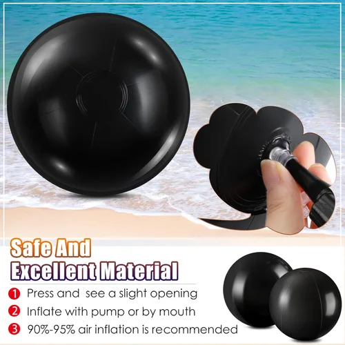 Miniatura 3 de Sinmoe 8 piezas inflables de color blanco y negro para decoración de pelotas de playa sólidas para piscina, pelota flotante para manualidades