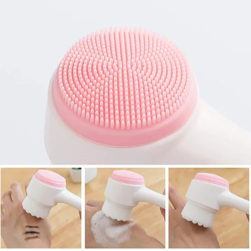 Miniatura 4 de Cepillos faciales de doble cara, cepillo de lavado facial vertical de silicona 3D, cepillo de limpieza facial 2 en 1, cepillo manual de doble acción