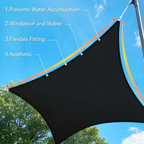 Miniatura 3 de Shade&Beyond Toldo parasol personalizado de 06 x 10 pies, rectangular, con bloqueo UV, transpirable, curvo, para patio trasero, terraza, Negro