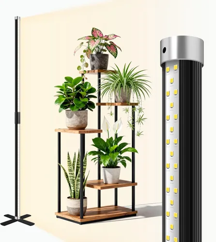 Miniatura 10 de SJZX - Luz de cultivo para plantas de interior, 40 LED de espectro completo con temporizador, luz de cultivo de alta PPFD, luz de cultivo vertical