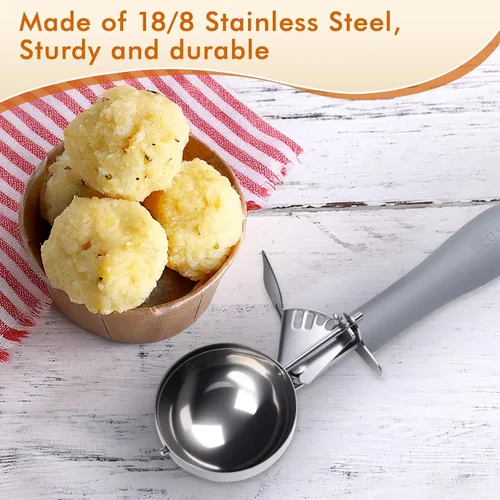 Miniatura 4 de Fayomir Cuchara de 4 OZ, Disher #8, Cuchara Grande para Helado con Gatillo, Cuchara para Muffins, Cucharas Grandes para Galletas para Hornear, Mango