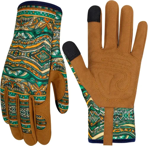 Miniatura 35 de Guantes de Jardinería de Cuero MERTURN para Mujeres, Guantes de Jardín a Prueba de Espinas, Guantes de Trabajo Compatibles con Pantalla Táctil, Azul
