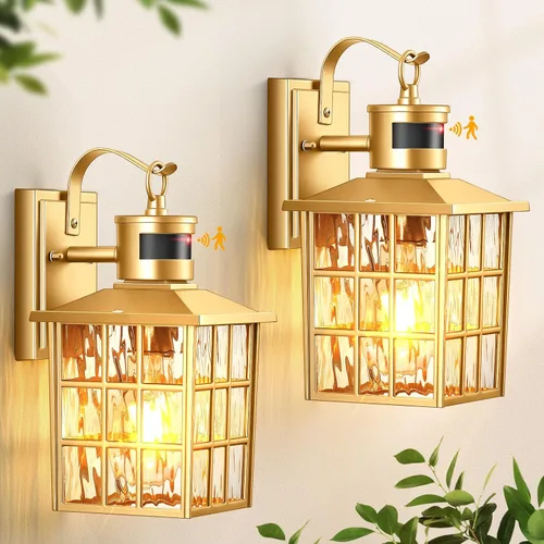 Miniatura 13 de VIANIS Luces de pared al aire libre con sensor de movimiento, luces de pared blancas del atardecer al amanecer, accesorio de luz exterior, linterna