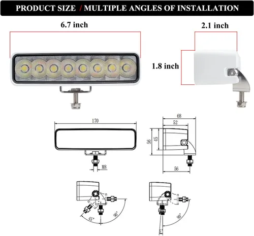 Miniatura 4 de RGBW - Luz LED para esparcidor de barcos, luces marinas impermeables para muelle de cubierta, 2 barras de luz de inundación de 6.7 pulgadas