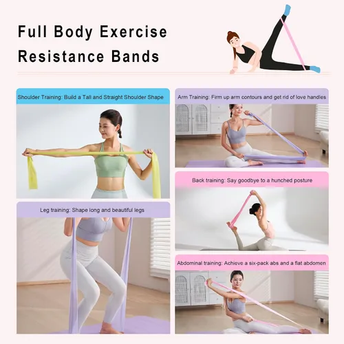 Miniatura 2 de Bandas de resistencia, bandas elásticas sin látex de 6.5 pies de largo, bandas de ejercicio para terapia física, yoga, pilates, rehabilitación