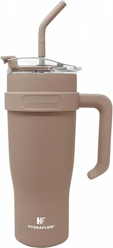 Miniatura 9 de HYDRAFLOW Capri - Vaso de 20 onzas con popote – Vaso aislado al vacío de triple pared – Vaso aislado al vacío – Vaso de acero inoxidable – Vaso