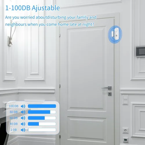 Miniatura 2 de Sensor de alarma inteligente WiFi para puerta y ventana (paquete de 1) - Alerta antirrobo de 100 dB para seguridad de los niños y seguridad