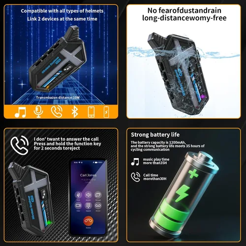 Miniatura 5 de Cascos modulares Bluetooth para motocicleta con luces traseras, aprobado por DOT, casco de motocicleta de doble visera, con altavoces duales