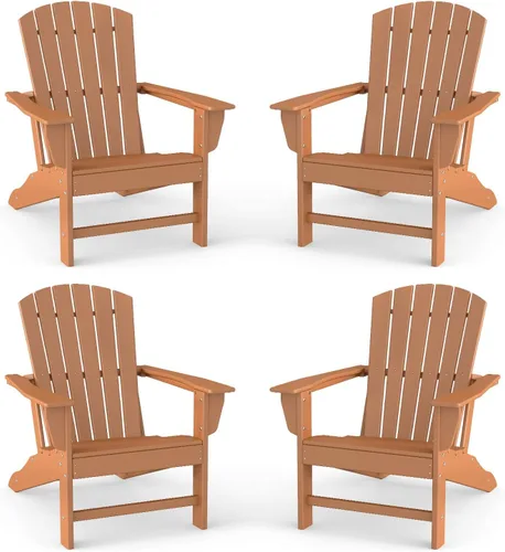 Miniatura 16 de BRIOPAWS - Juego de 2 sillas Adirondack Tamaño grande Silla para hoguera Plástico HDPE Para todo tipo de clima para terraza, al aire gris
