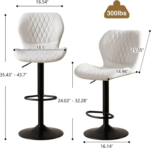 Miniatura 3 de Taburetes de bar modernos, taburetes de bar giratorios con respaldo alto, taburetes de bar de tela ajustables para sillas de isla de cocina