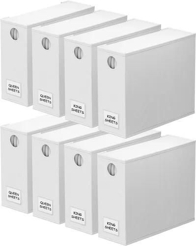 Miniatura 9 de SpaceAid Paquete de 8 Organizadores y Almacenamiento de Sábanas de Cama, Organizador de Sábanas Plegable para Armario de Ropa Blanca, Carpeta Beige