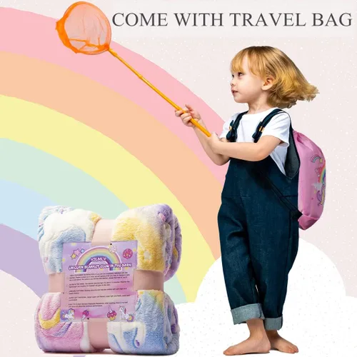 Miniatura 7 de Manta de unicornio que brilla en la oscuridad para niñas, regalos de unicornios, juguetes para niñas, manta suave para edades de 2, 3, 4, 5, 6, 7
