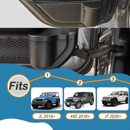 Miniatura 3 de YOCTM Bandeja organizadora de puerta trasera delantera para Jeep Wrangler JL 4XE JLU Rubicon Sport Sahara Gladiator JT 2018 2019 2020 2021 2022 2023