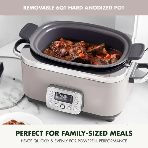 Miniatura 3 de GreenPan Elite 14 en 1 Olla de cocción lenta programable de 6QT, tapa apta para lavavajillas y olla extraíble, multicocina sin PFAS con Arcilla
