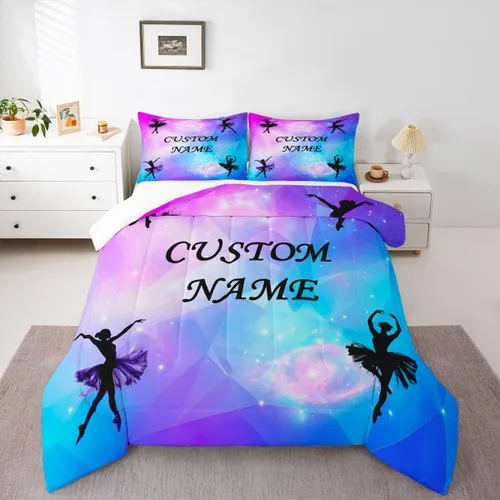 Miniatura 141 de Erosebridal Juego de ropa de cama de princesa de ballet, tamaño Queen, juego de edredón de 3 piezas para niñas bailarinas de ballet, lindo juego