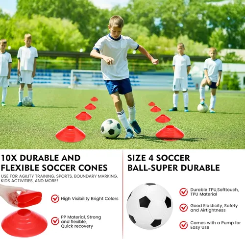 Miniatura 4 de EVERRUSH Redes de porterías de fútbol de 6 x 4 pies para patio trasero, playa, equipo de entrenamiento de fútbol, red portátil con pelota y conos