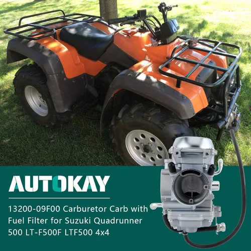 Miniatura 2 de AUTOKAY Carburador con filtro de combustible para Suzuki Quadrunner 500 LT-F500F LTF500 4x4 1998-2002