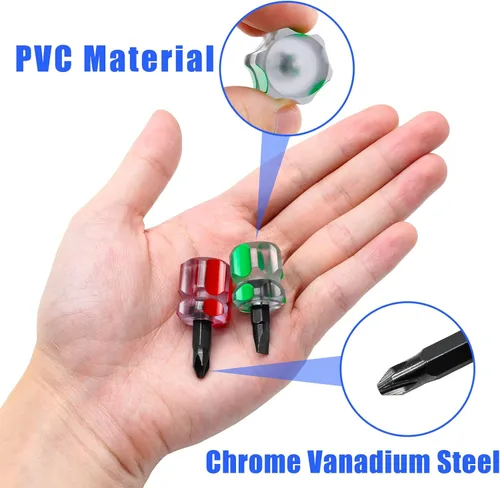 Miniatura 4 de 2 destornilladores para máquina de coser, destornillador Phillips de 0.236 in y puntas de cabeza plana, juego de destornilladores rechonchos