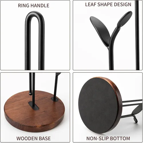 Miniatura 5 de Soporte para toallas de papel, soporte para toallas de papel de madera, fácil de rasgar con una sola mano, soporte de rollo de papel rústico
