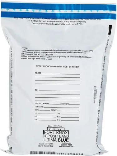 Miniatura 8 de BankSupplies Ultima - Bolsas de seguridad a prueba de manipulaciones azules – 9 x 12 pulgadas – Bolsas de seguridad blancas opacas – Cierre