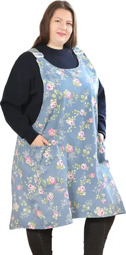 Miniatura 45 de Delantales grandes de talla grande para mujer con bolsillos de algodón y lino para hornear cocina